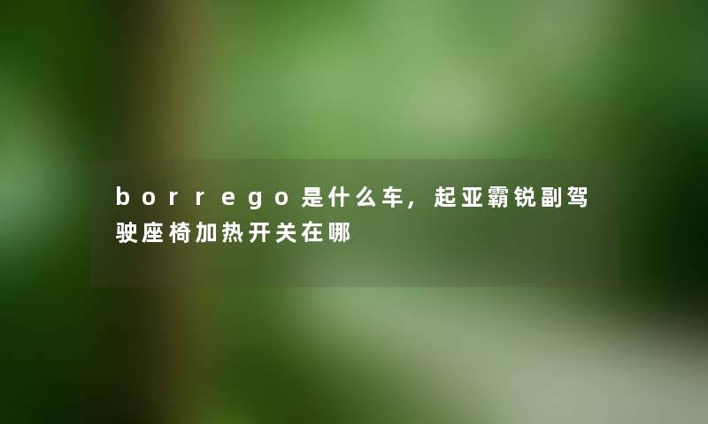 borrego是什么车,起亚霸锐副驾驶座椅加热开关在哪