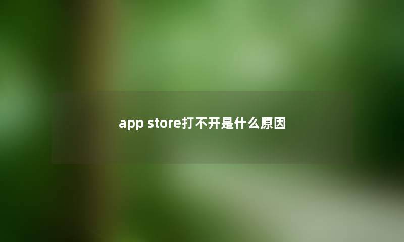 app store打不开是什么原因