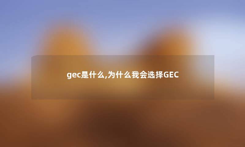 gec是什么,为什么我会选择GEC
