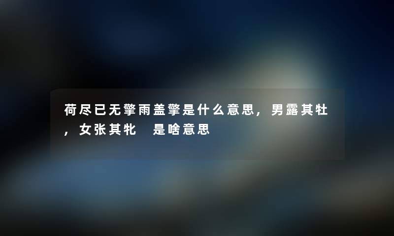 荷尽已无擎雨盖擎是什么意思,男露其牡,女张其牝 是啥意思 荷尽已无擎雨盖擎是什么意思,男露其牡,女张其牝 是啥意思