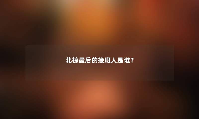 北椋后的接班人随笔?