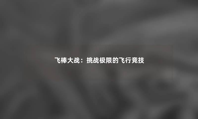 飞棒大战：挑战极限的飞行竞技