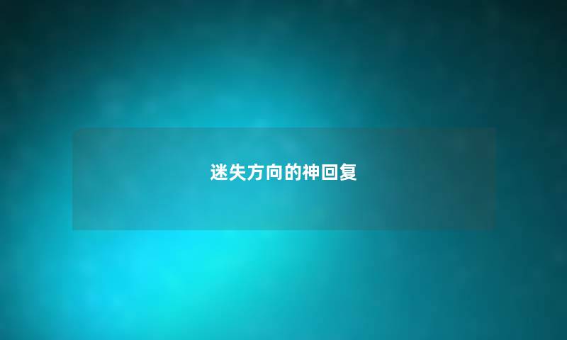迷失方向的神回复