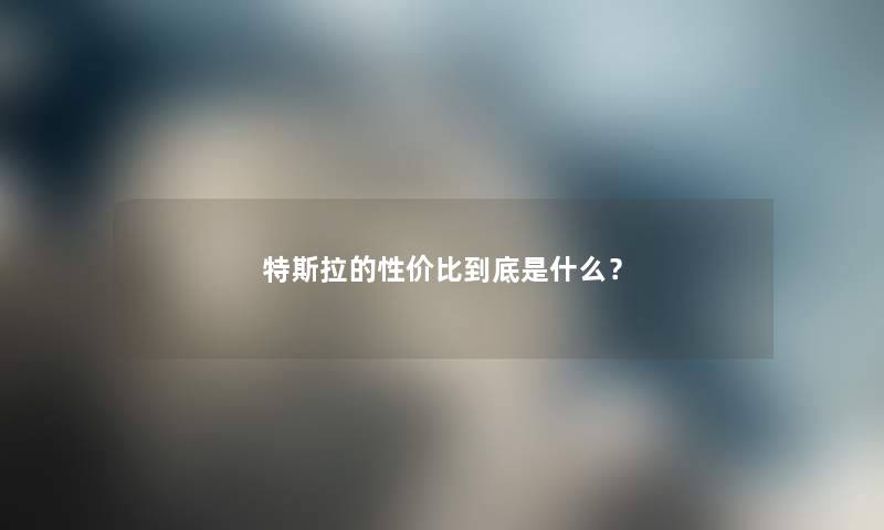 特斯拉的性价比到底是什么？
