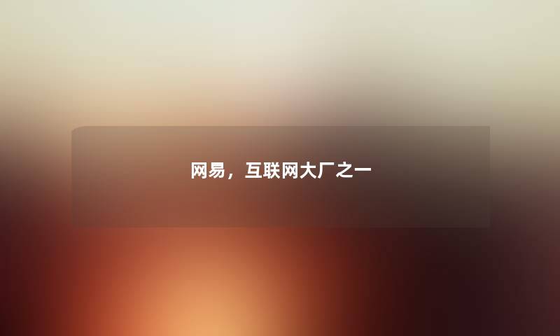 网易,互联网大厂之一