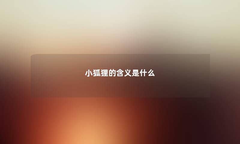 小狐狸的含义是什么