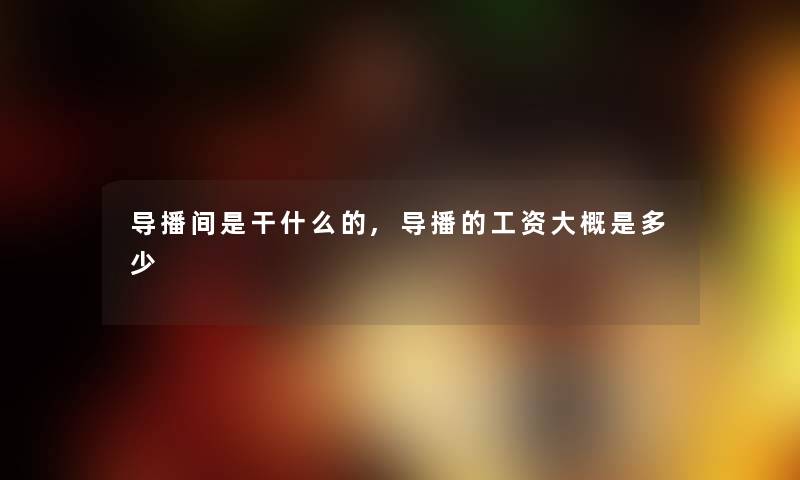 导播间是干什么的,导播的工资大概是多少