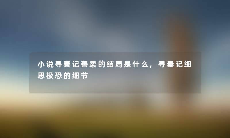 小说寻秦记善柔的结局是什么,寻秦记细思极恐的细节