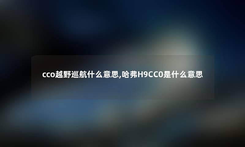 cco越野巡航什么意思,哈弗H9CC0是什么意思