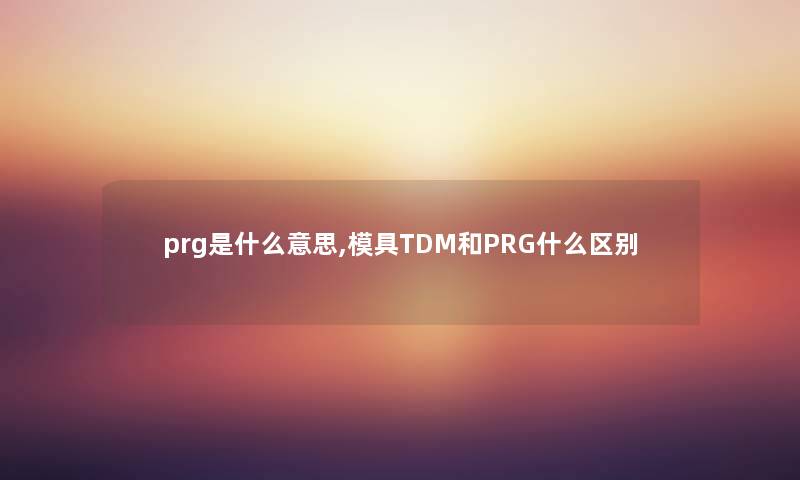 prg是什么意思,模具TDM和PRG什么区别