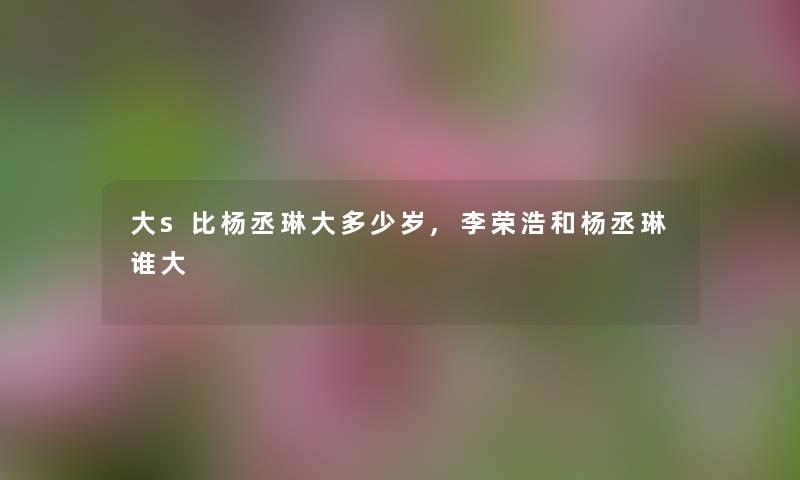 大s比杨丞琳大多少岁,李荣浩和杨丞琳谁大