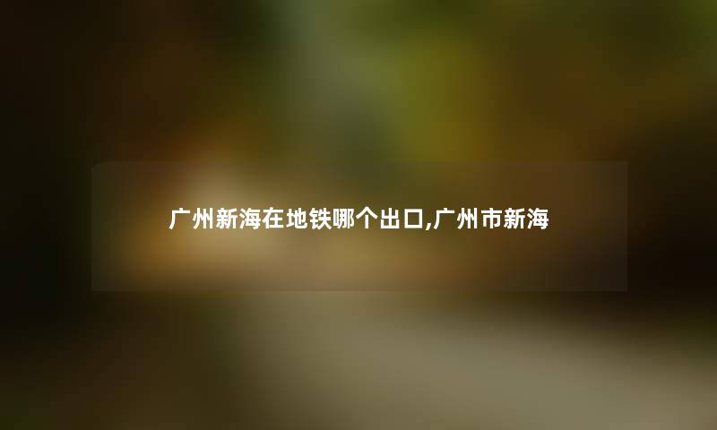 广州新海在地铁哪个出口,广州市新海