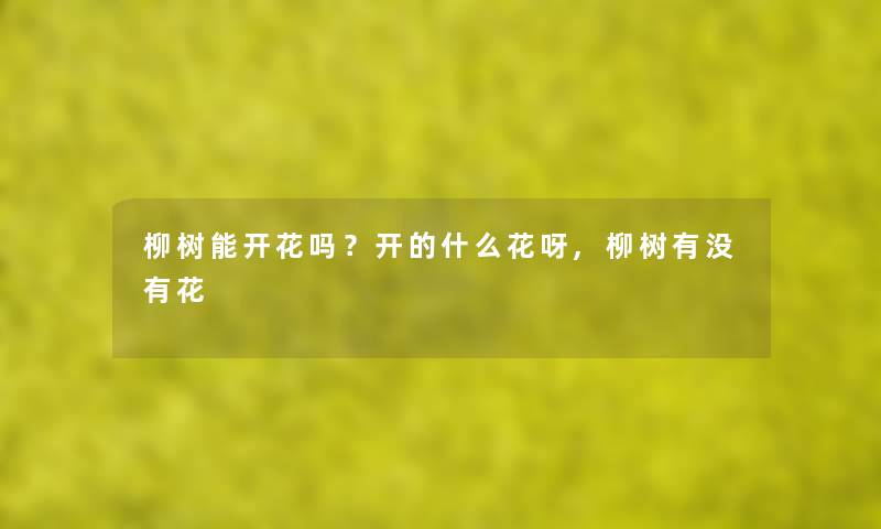 柳树能开花吗?开的什么花呀,柳树有没有花 柳树能开花吗?开的什么花呀,柳树有没有花