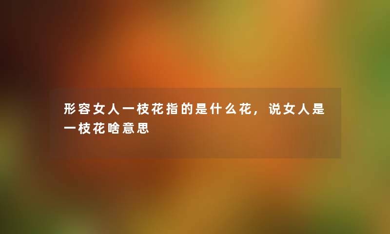 形容女人一枝花指的是什么花,说女人是一枝花啥意思