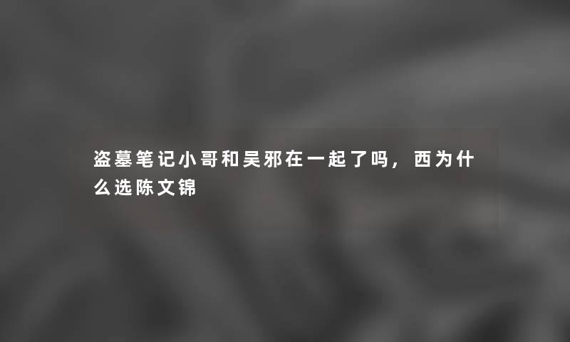 盗墓笔记小哥和吴邪在一起了吗,西为什么选陈文锦