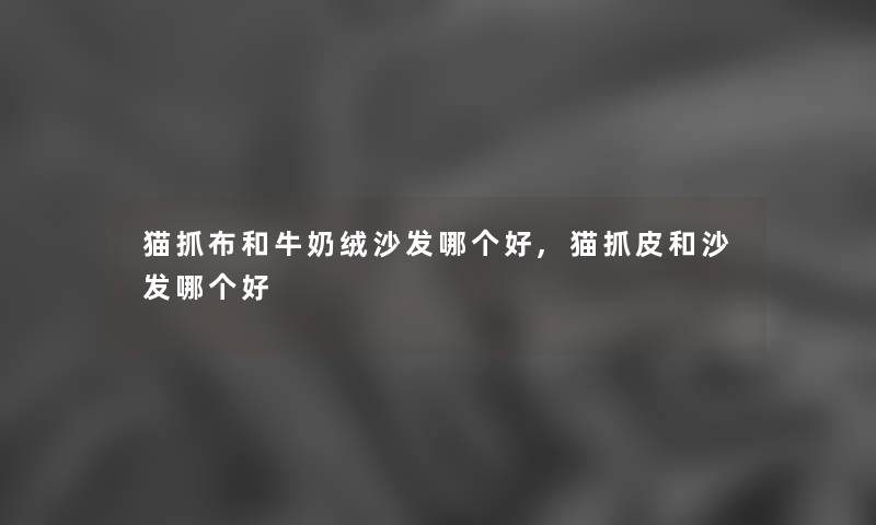 猫抓布和牛奶绒沙发哪个好,猫抓皮和沙发哪个好