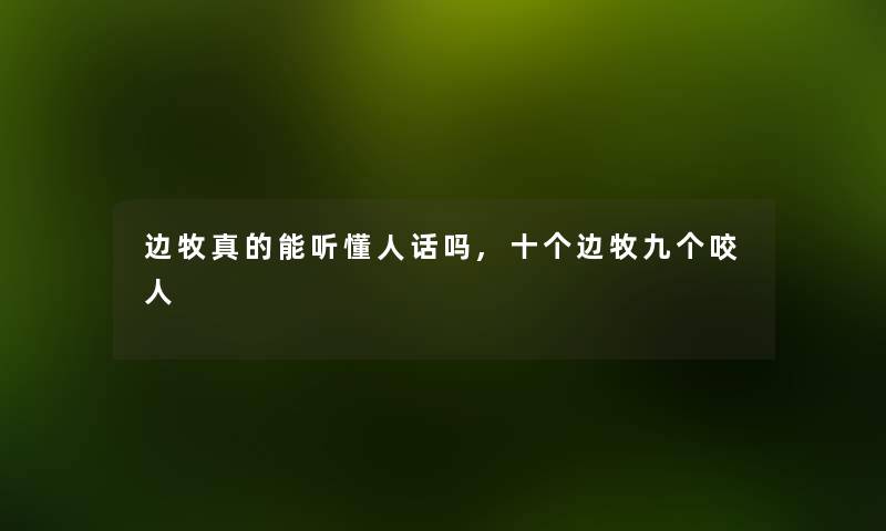 边牧真的能听懂人话吗,十个边牧九个咬人