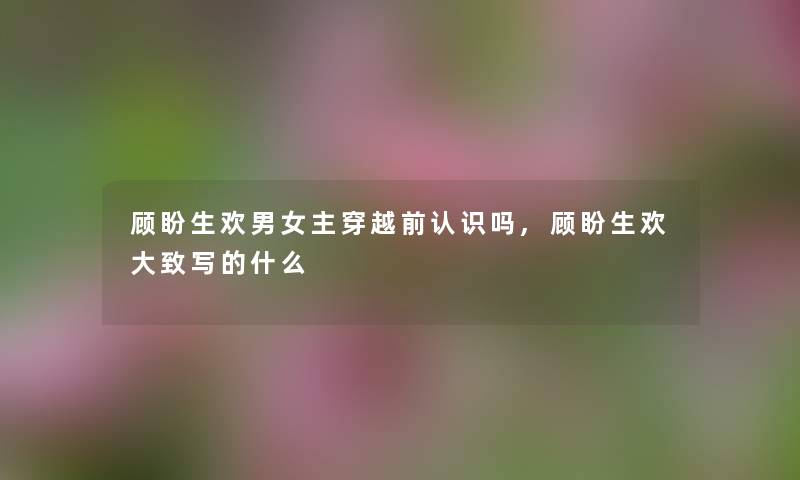 顾盼生欢男女主穿越前认识吗,顾盼生欢大致写的什么