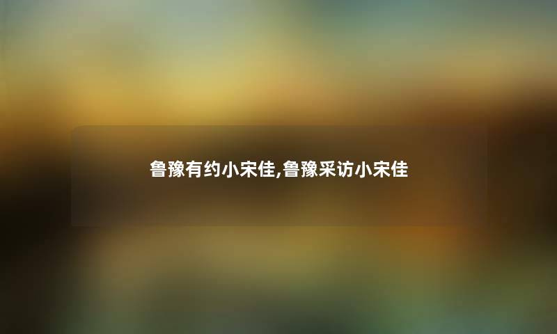 鲁豫有约小宋佳,鲁豫采访小宋佳