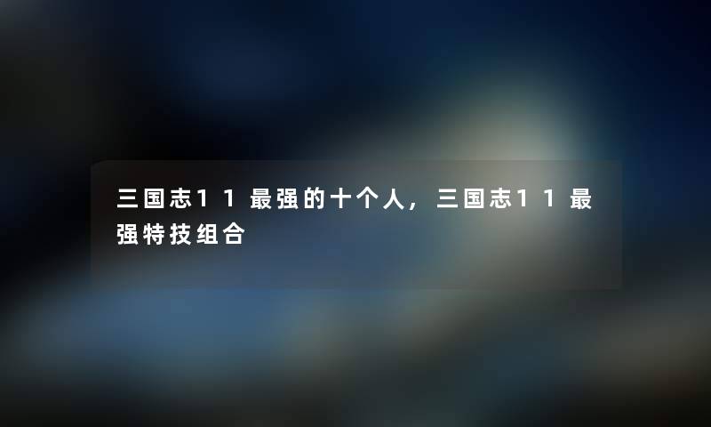 三国志11强的十,三国志11强特技组合