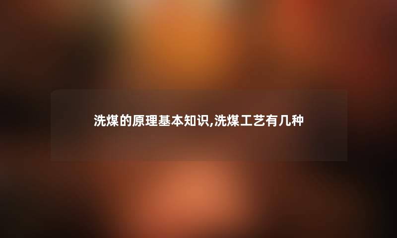 洗煤的原理基本知识,洗煤工艺有几种