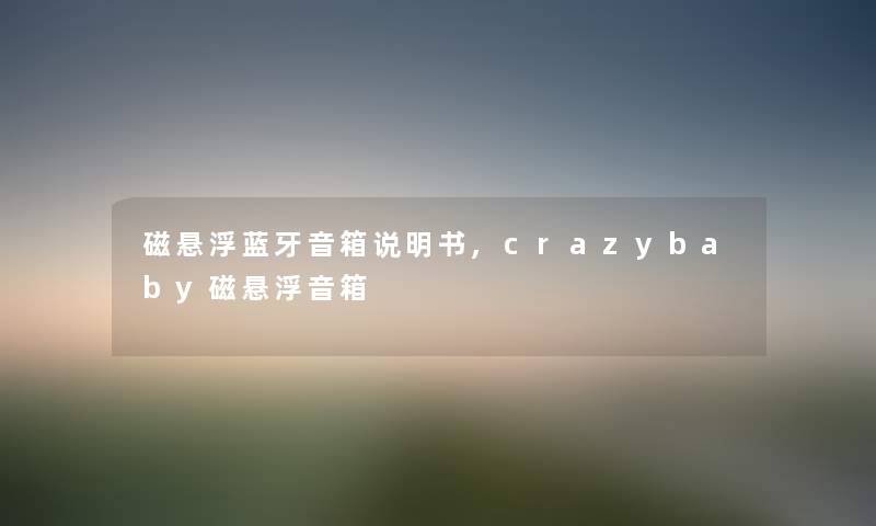 磁悬浮蓝牙音箱说明书,crazybaby磁悬浮音箱