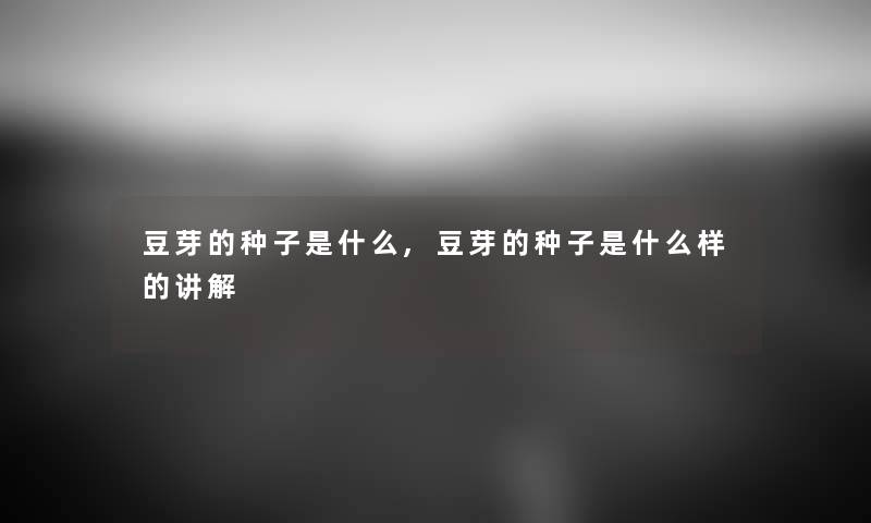 豆芽的种子是什么,豆芽的种子是什么样的讲解
