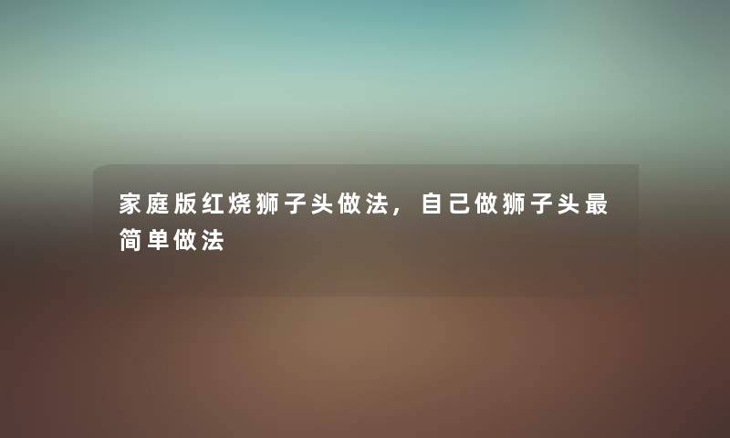 家庭版红烧狮子头做法,自己做狮子头简单做法