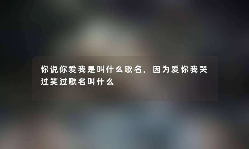 你说你爱我是叫什么歌名,因为爱你我哭过笑过歌名叫什么