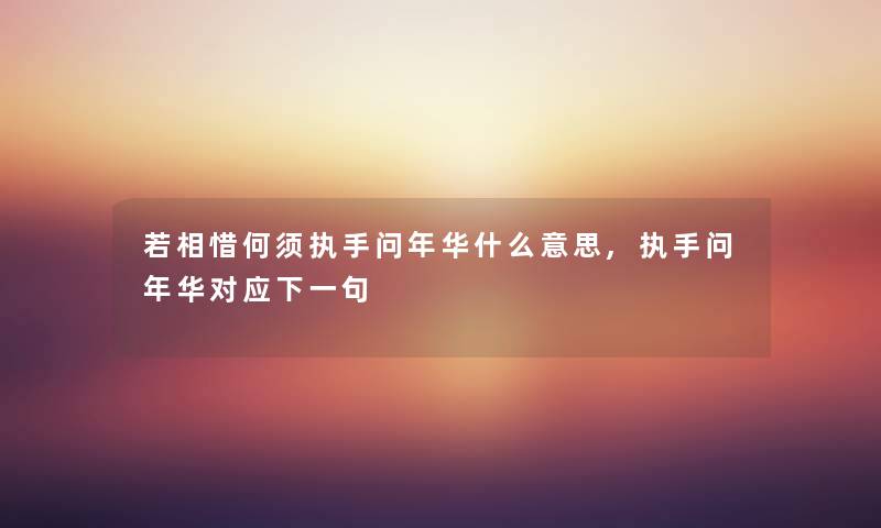 若相惜何须执手问年华什么意思,执手问年华对应下一句