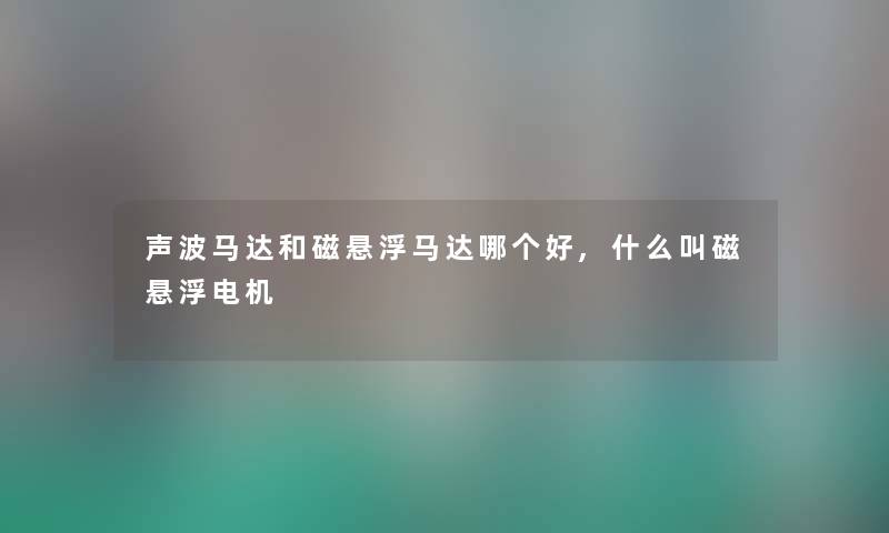 声波马达和磁悬浮马达哪个好,什么叫磁悬浮电机