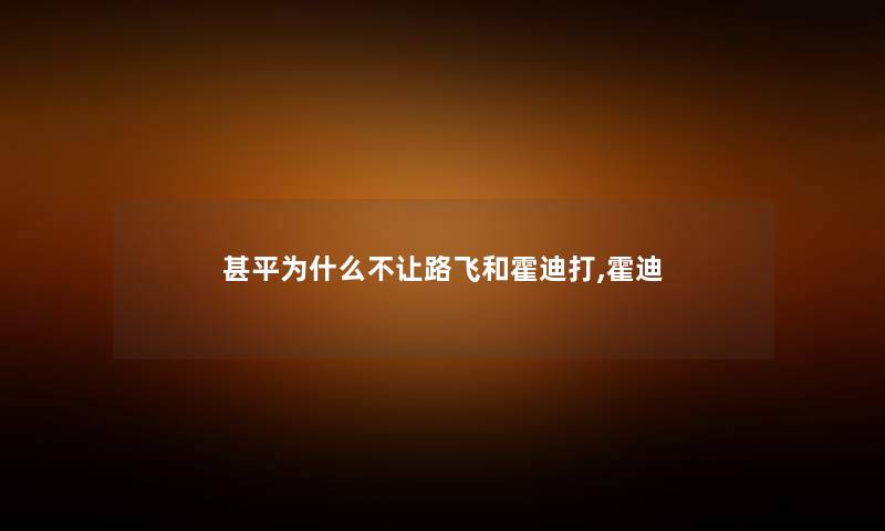 甚平为什么不让路飞和霍迪打,霍迪