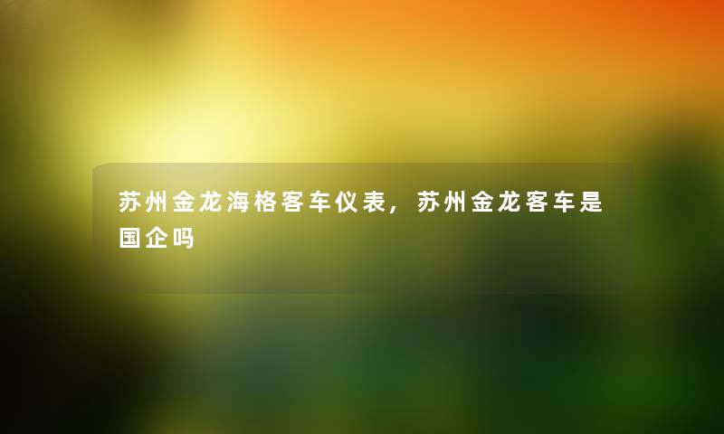 苏州金龙海格客车仪表,苏州金龙客车是国企吗