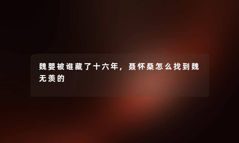 魏婴被谁藏了十六年,聂怀桑怎么找到魏无羡的