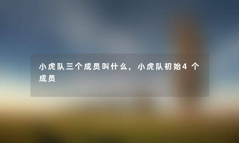 小虎队三个成员叫什么,小虎队初始4个成员