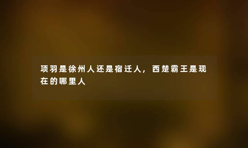 项羽是徐州人还是宿迁人,西楚霸王是现在的哪里人