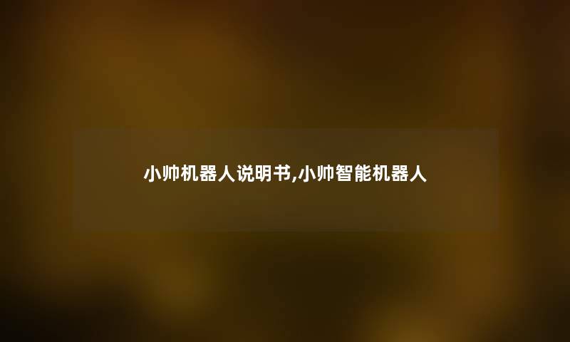 小帅机器人说明书,小帅智能机器人