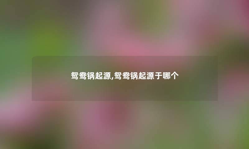 鸳鸯锅起源,鸳鸯锅起源于哪个