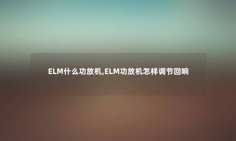 ELM什么功放机,ELM功放机怎样调节回响