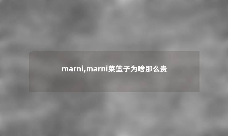 marni,marni菜篮子为啥那么贵
