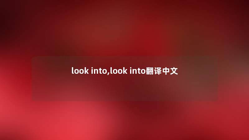 look into,look into翻译中文