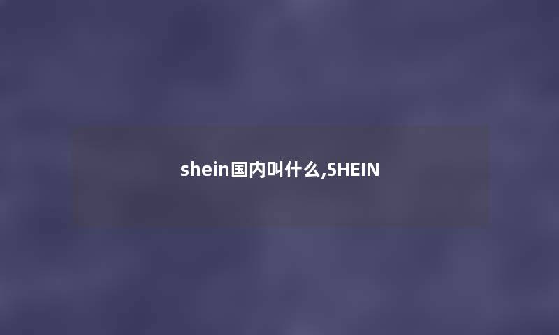 shein国内叫什么,SHEIN