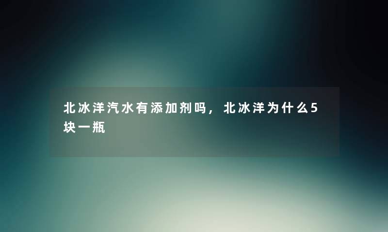 北冰洋汽水有添加剂吗,北冰洋为什么5块一瓶