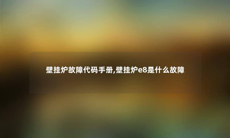 壁挂炉故障代码手册,壁挂炉e8是什么故障