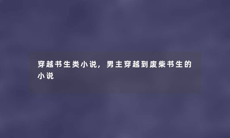 穿越书生类小说,男主穿越到废柴书生的小说