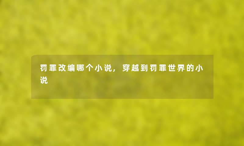 罚罪改编哪个小说,穿越到罚罪世界的小说