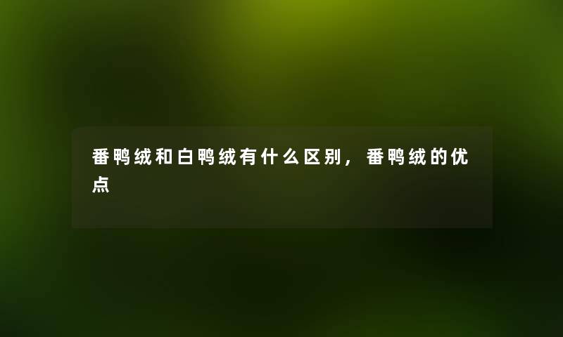 番鸭绒和白鸭绒有什么区别,番鸭绒的优点