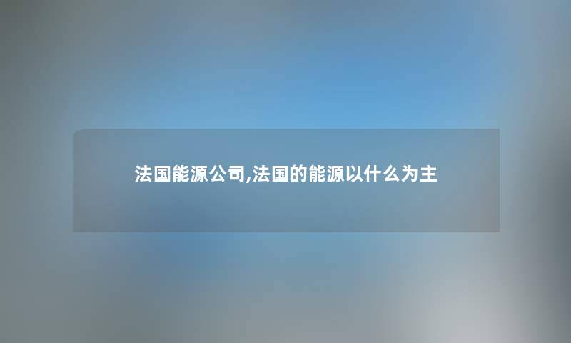 法国能源公司,法国的能源以什么为主