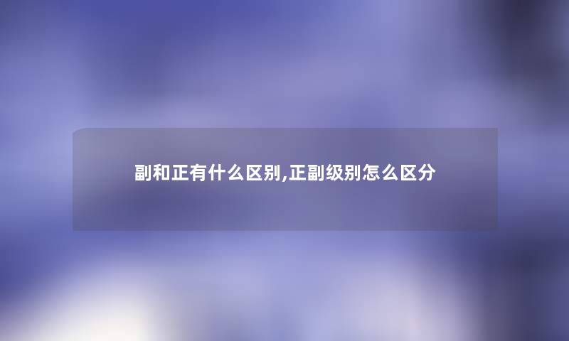 副和正有什么区别,正副级别怎么区分