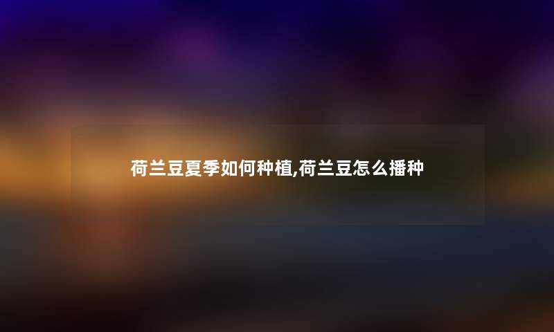 荷兰豆夏季如何种植,荷兰豆怎么播种